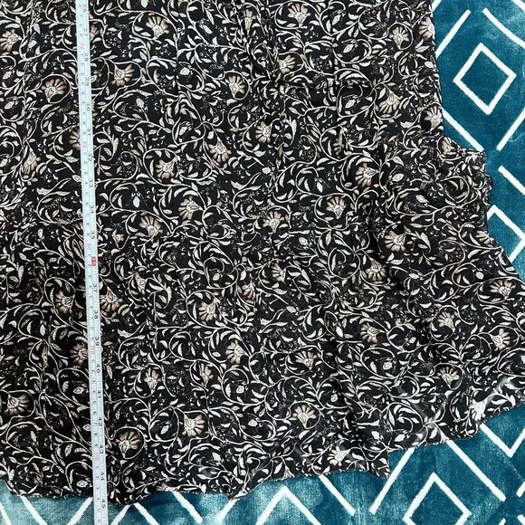 Velvet by Graham & Spencer Black Floral Print Midi Dress Tie Waist Ruffled Small - Picture 14 of 14